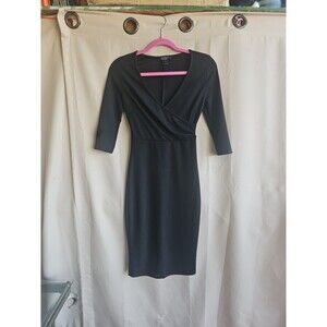 Black formal bodycon dress 3/4 sleeve pencil skirt size s